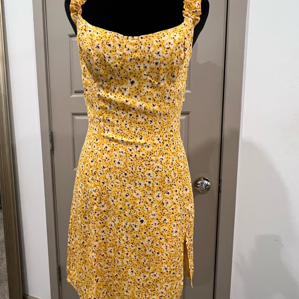 Sunny Yellow Floral Mini Dress